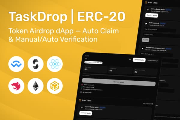 TaskDrop | ERC-20 Token Airdrop dApp - Auto Claim & Manual/Auto Verification